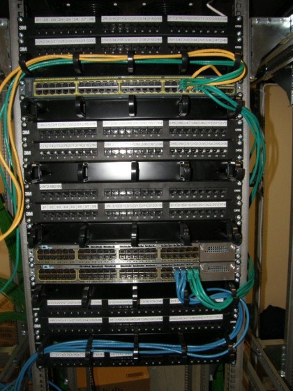Panele krosowe z patchcordami w szafie – PEPCO Poland, Poznań