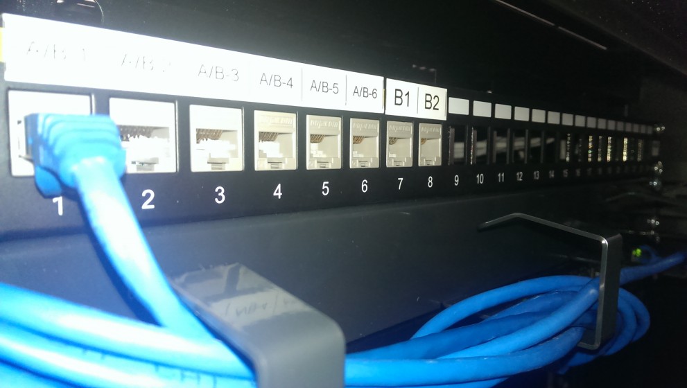 Panel krosowy z opisanymi portami i patchcordami – Schiever Polska, Poznań